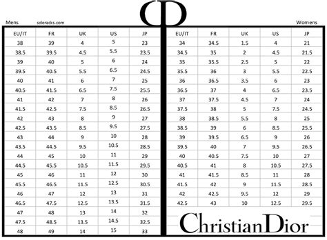 christian dior shoes size guide.